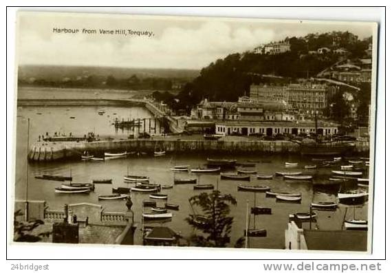 Torquay  Devon-Harbour From Vane Hill Real Photograph - Torquay