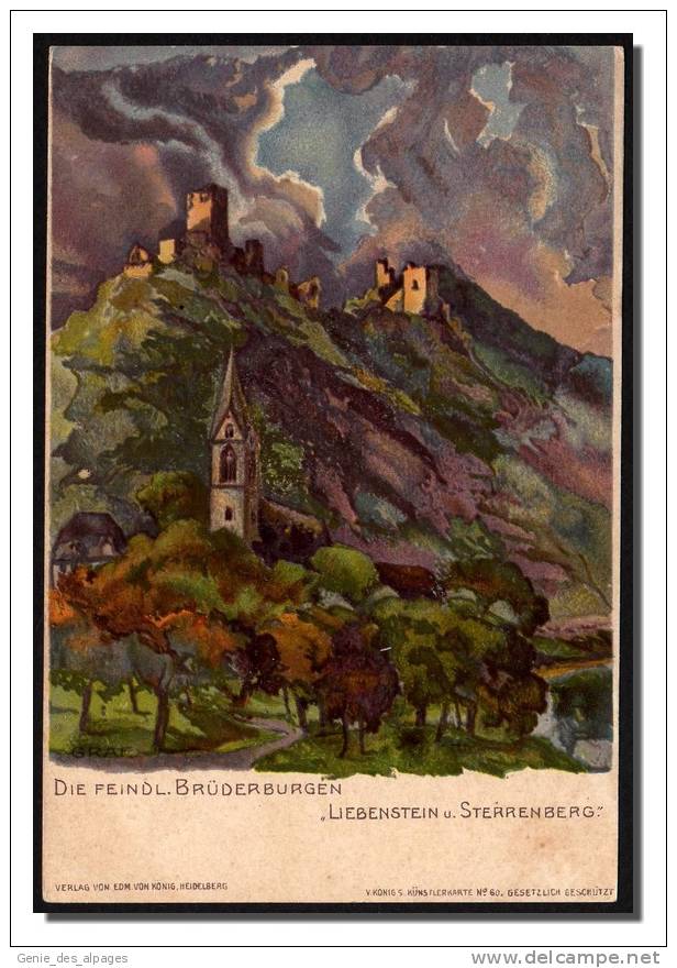 Illustrateur, GRAF, Die Feindl. Brüderburgen, Liebenstein U. Sterrenberg,  Dos 1900 Vierge - Graf, Marte