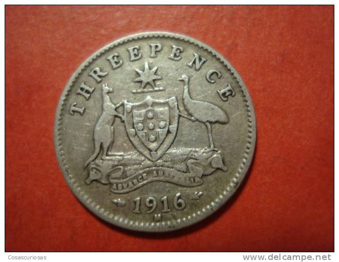 9046 AUSTRALIA   3 D . 3 PENIQUES  SILVER COIN PLATA    AÑO / YEAR  1916 M     MBC- / VF- - Other & Unclassified