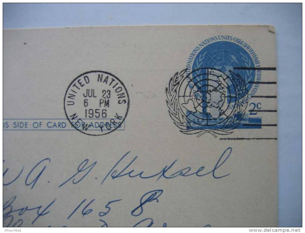 UNITED NATIONS N.Y. / NATIONS UNIES :ENTIER POSTAL DE 1956  POUR MONTREAL QUEBEC - CANADA - Other & Unclassified