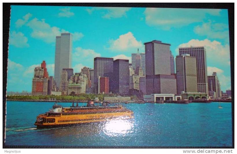 United States,Manhattan,World Trade Center,Boat,Staten Island Ferry,postcard - Long Island