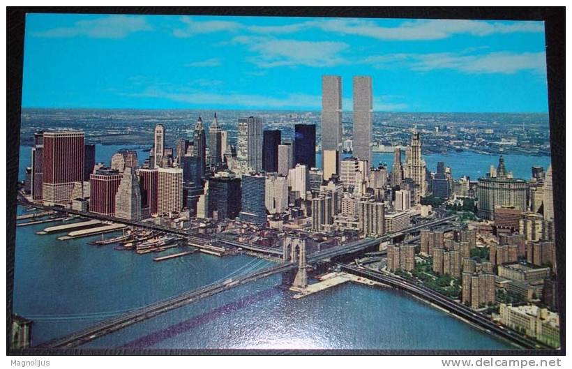 United States,New York,Manhattan,World Trade Center,postcard - Long Island