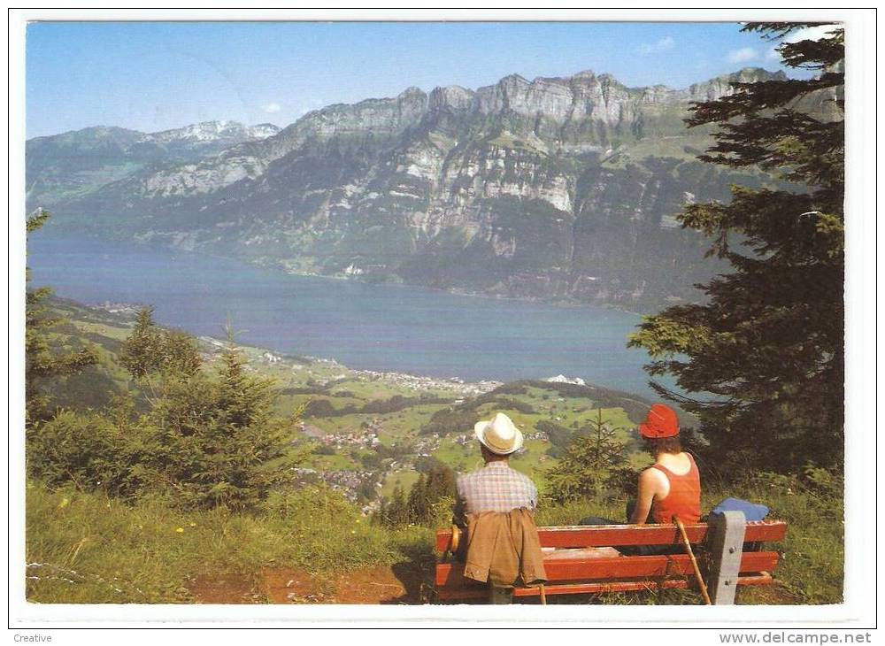 Ausblick Vom Flumserberg Auf Oberterzen-Mänis,Unterterzen Und Walensee.SUISSE-SCHWEIZ-SWITZERLAND. - Flums