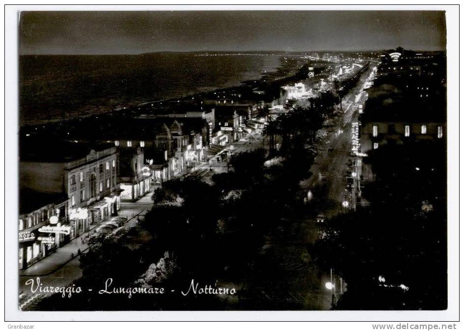 VIAREGGIO,  LUNGOMARE IN NOTTURNO, B/N, VG 1966 - Viareggio