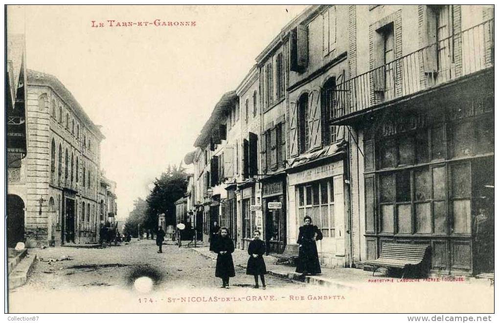 82 - TARN Et GARONNE - ST NICOLAS De La GRAVE - RUE GAMBETTA  - Edit. LABOUCHE  N° 174 - Saint Nicolas De La Grave