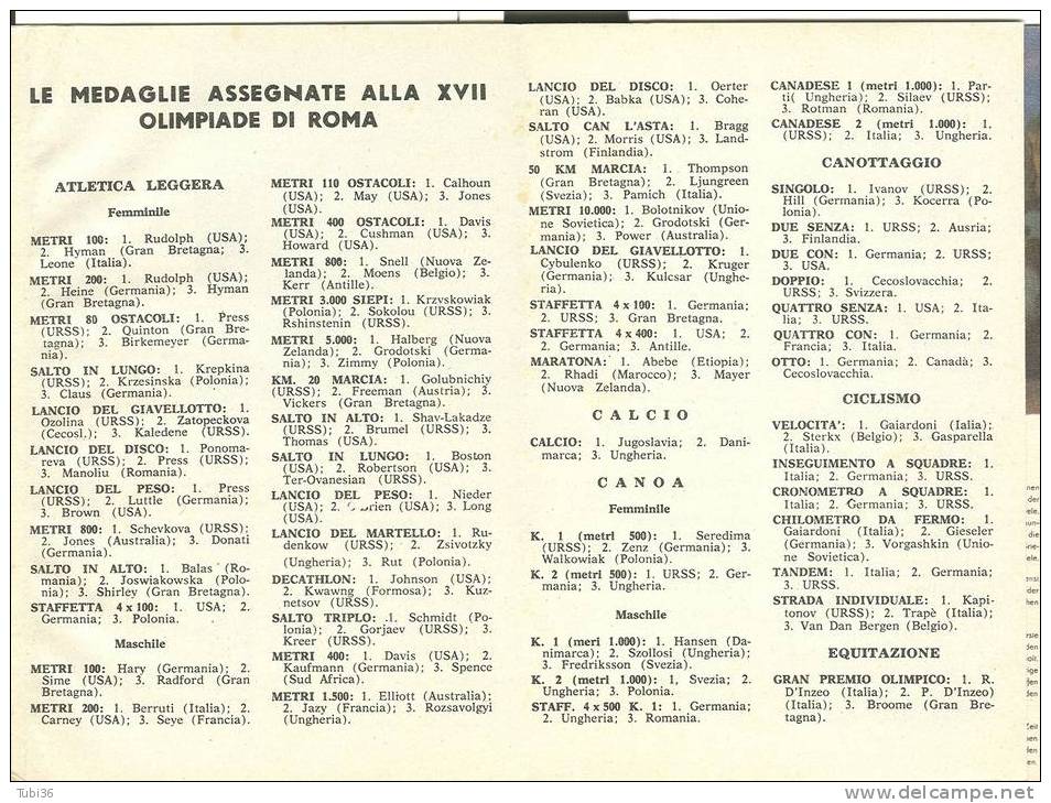 ROMA OLIMPIADE MCMLX -MINI -FOLDER CON INSERTO DEL LE MEDAGLIE ASSEGNATE ALLE OLIMPIADE DI ROMA. 1960. - Libri