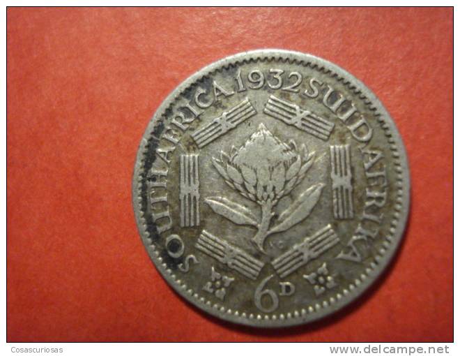 9064   SUID AFRICA SUD AFRICA   6 D. 6 PENIQUES SILVER COIN  PLATA      AÑO / YEAR  1932   MBC / VF- - Südafrika