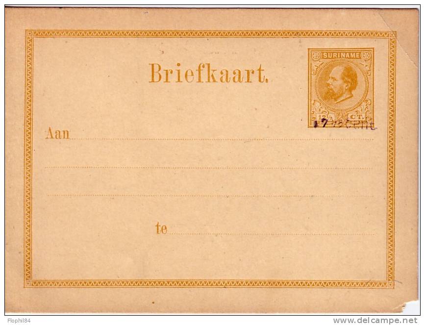 SURINAME-ENTIER POSTAL NEUF AVEC SURCHARGE - Bout Angle Droit Manquant - Suriname ... - 1975