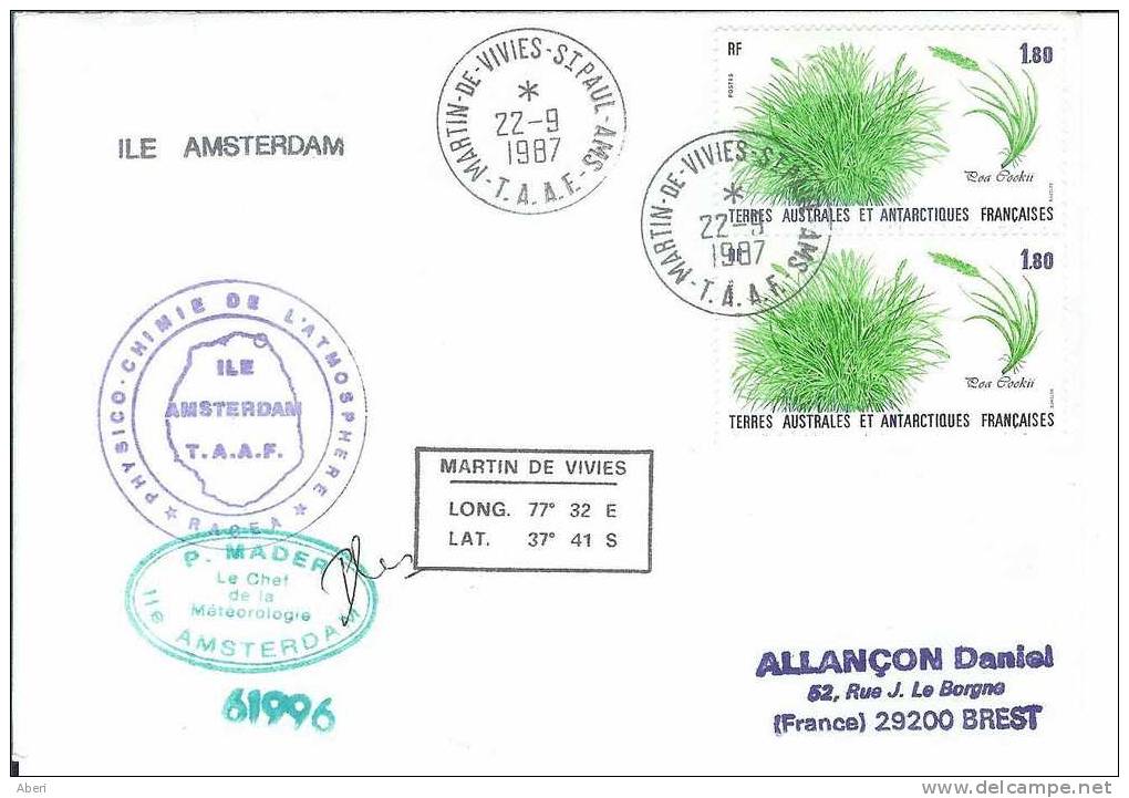 3443  TAAF N° 125x2; St PAUL Et AMSTERDAM - CHIMIE - METEOROLOGIE - Briefe U. Dokumente