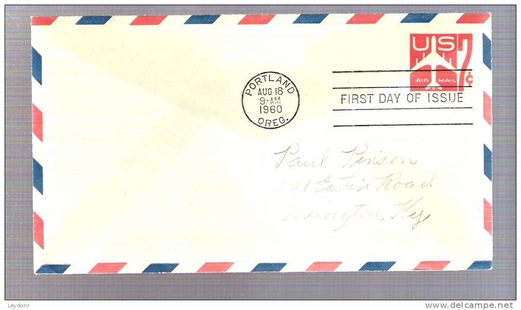 FDC U.S. Airmail 7 Cent Silhouette Of Jet 1960 Stamped Envelope - 1951-1960