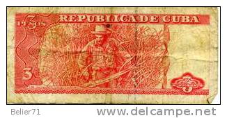 Cuba, Billet De 3 Pesos, Monnaie Pour Les Habitants, Billet Du Che - Cuba