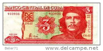 Cuba, Billet De 3 Pesos, Monnaie Pour Les Habitants, Billet Du Che En Bon état - Cuba