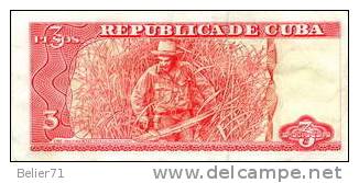 Cuba, Billet De 3 Pesos, Monnaie Pour Les Habitants, Billet Du Che En Bon état - Cuba