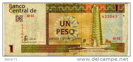 Cuba, Billet De 1 Peso Pour Les Touristes. Pesos Convertibles - Cuba