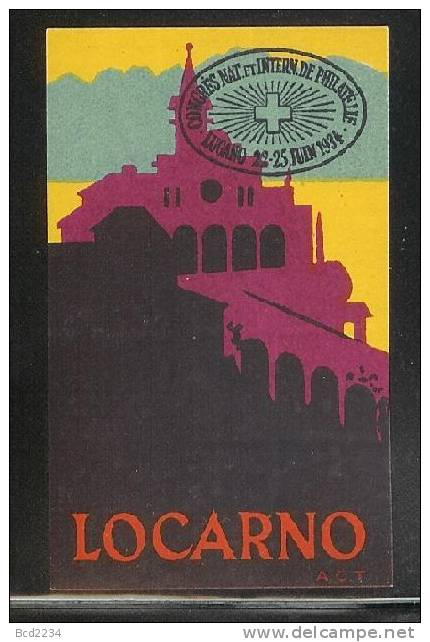 SWITZERLAND 1934 RARE LUGANO LOCARNO PHILATELIC EXHIBITION EXPO POSTER STAMP NHM Churches Cathedrals - Expositions Philatéliques