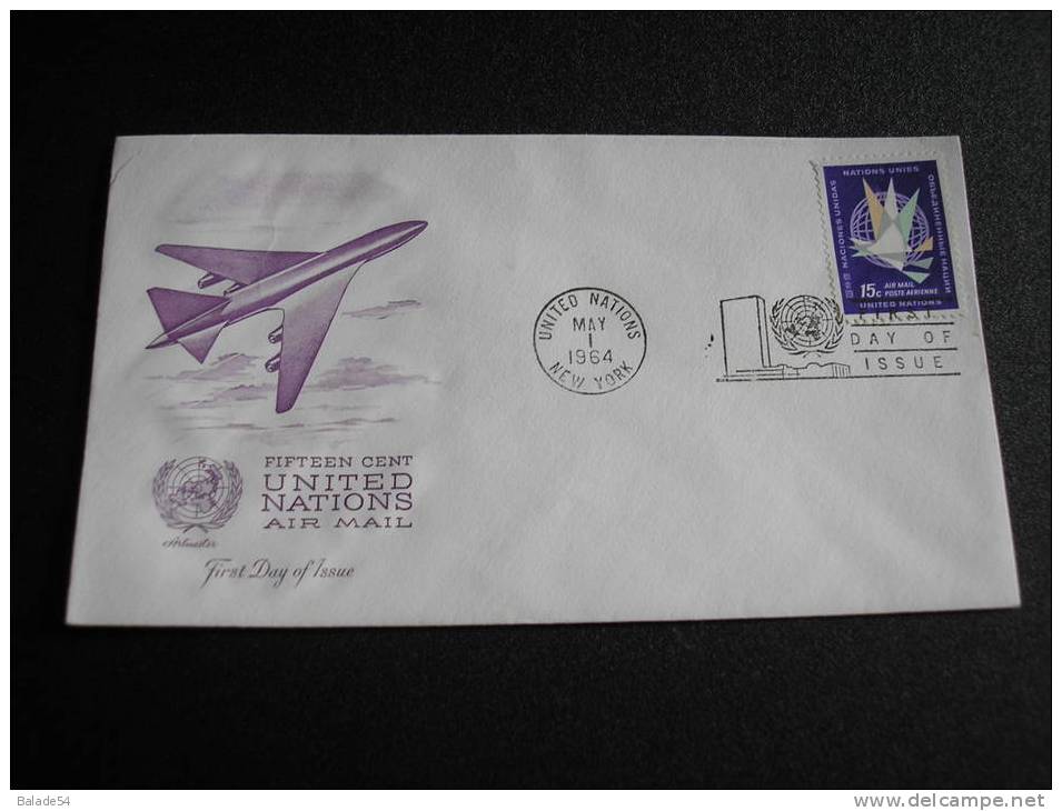 First Day Of Issue Fifteen Cent 15c UNITED NATIONS  Air Mail Stamp Thème Avions - Autres & Non Classés