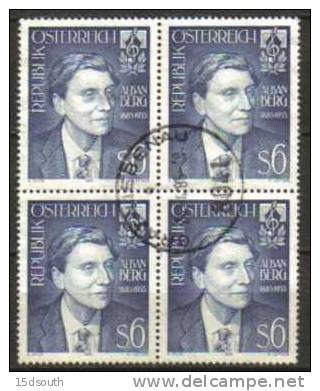 Austria - 1985 Birth Centenary Of Alban Berg 6s Used Block Of 4 - Blocs & Hojas