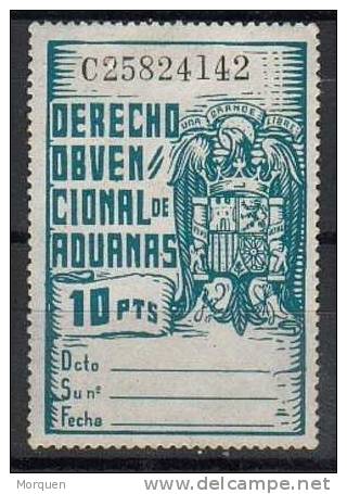 Sello Derecho Obvencional Aduanas 10 Pts. Fiscal - Revenue Stamps