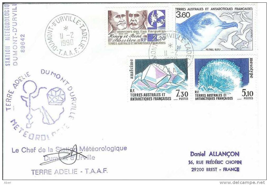 3452 TAAF N° 142; 144; 145; 147 - METEOROLOGIE - TERRE ADELIE - Lettres & Documents