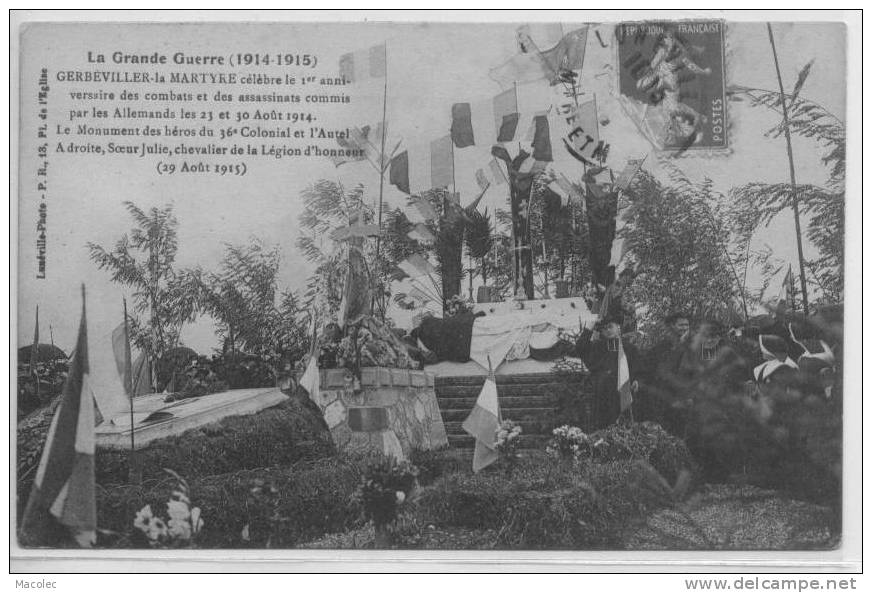 54 GERBEVILLER 1eme  ANNIVERSAIRE MONUMENT DES HEROS - Gerbeviller