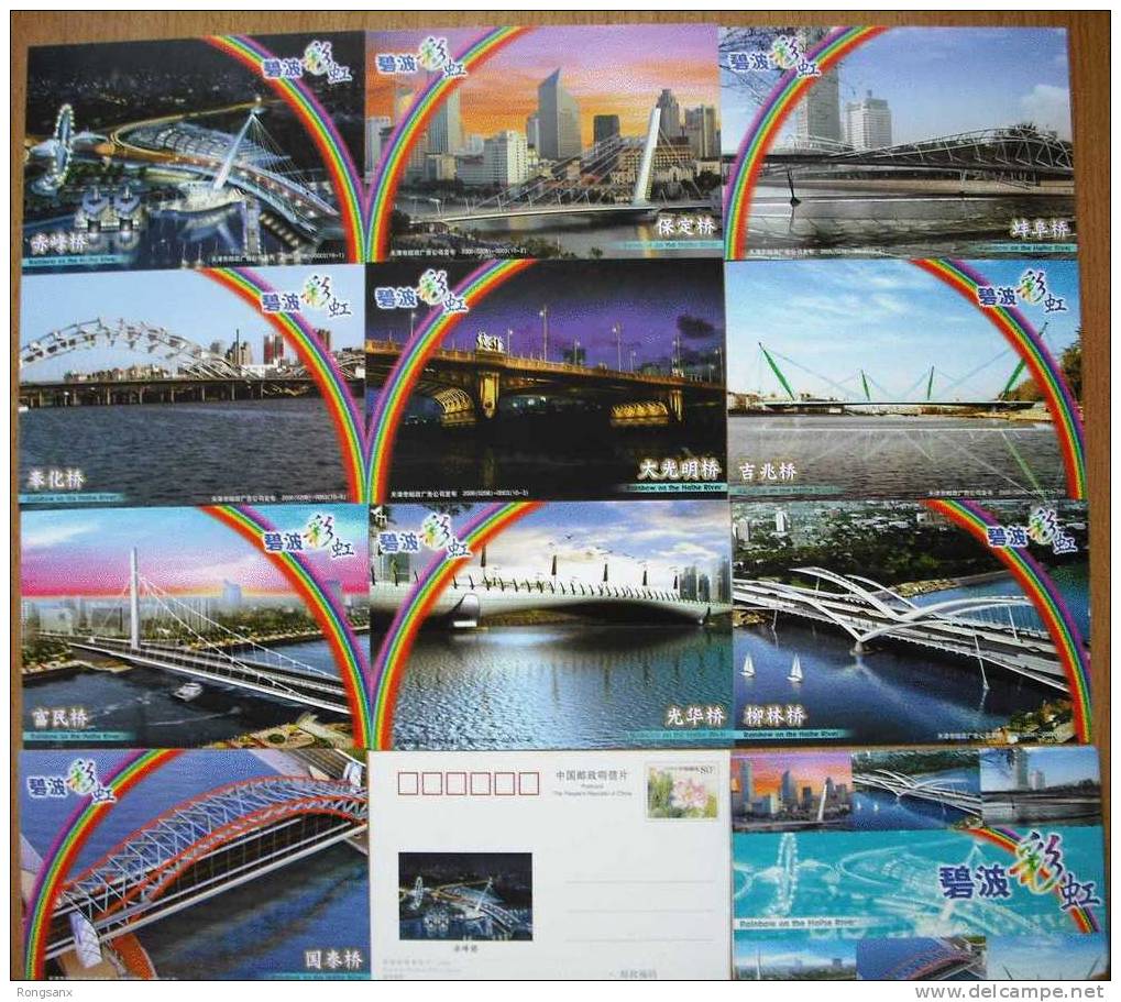 TIANJIN BRIDGES OVER HAIHE RIVER P-CARD 10V - Enveloppes