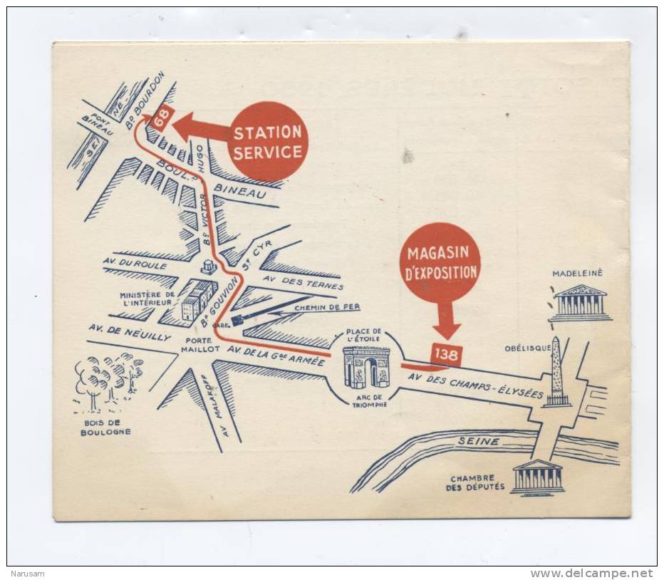 Carte De Visiste Et Tarif Automobiles DE SOTO (1950) / Paris - Neuilly Sur Seine - Cartes De Visite