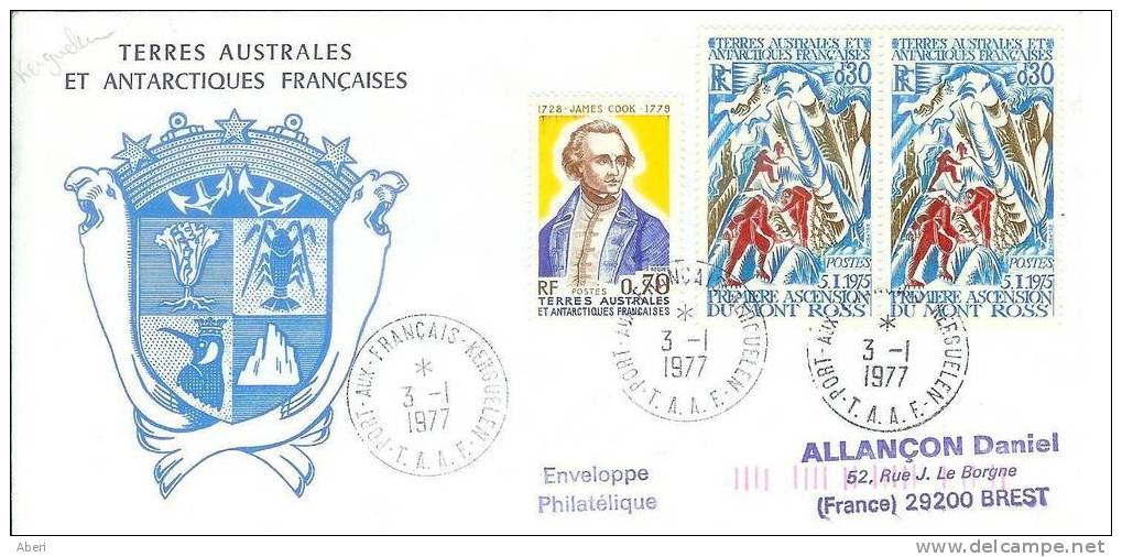 3462 TAAF N° 61x2; 63; KERGUELEN - Sur Enveloppe TAAF - Storia Postale