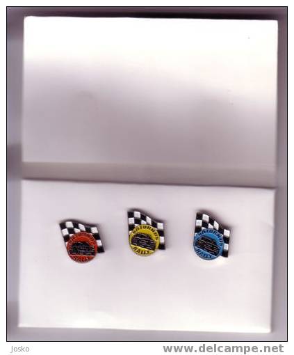 RALLY SATURNUS - Slovenia Ex Yugoslavia Complette Set Of 3. Vintage Pin Badge * Rallye Racing Cars Automobile Car - Rallye