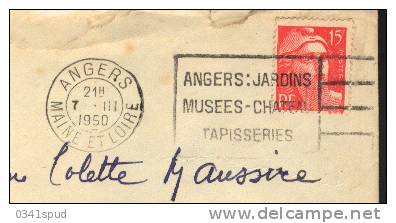 France  49 Maine Et Loire 1950 Flamme Flier  Angers Musées Tapisseries Tappezzeria Sur Lettre éntiere - Textil