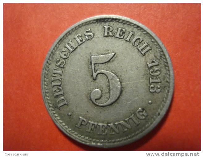 9176 DEUTSCHLAND GERMANY ALEMANIA    5   PFENNING      AÑO / YEAR  1913 J RARE DATE  MBC+/ VF+ - 2 Pfennig