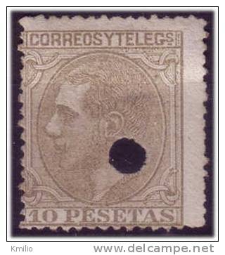 Edifil 209T Usado Telégrafos 1879 Alfonso XII 10 Pts Sepia, Catálogo 25 Euros - Usati