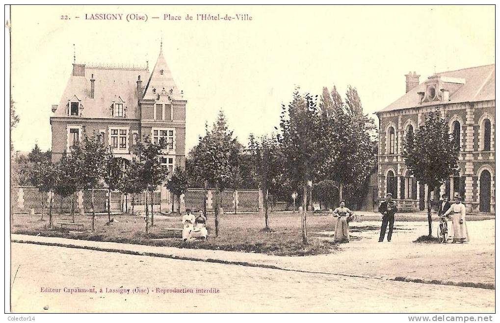 LASSIGNY   PLACE DE L4HOTEL DE VILLE 1907 - Lassigny