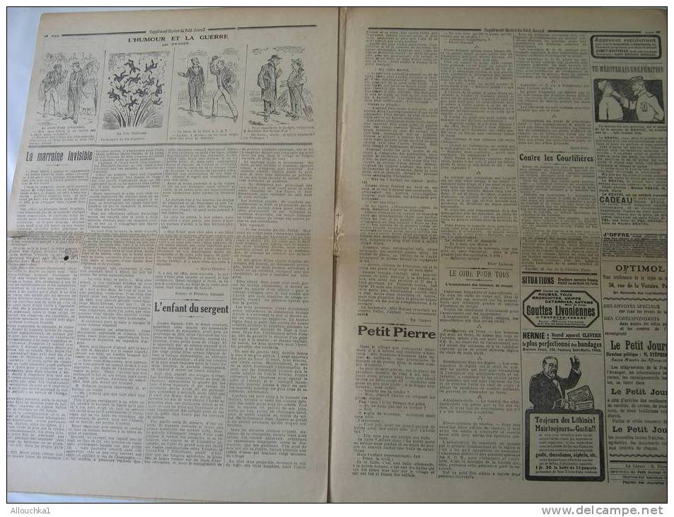 LE PETIT JOURNAL DIM-23-07-1916:GENERAL DE VILLARERT COMMANDANT D' ARMEE -L'HUMANITE DES COSAQUES PUBLICITES - Le Petit Journal