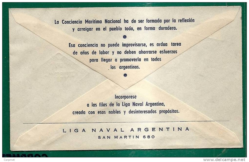 ARGENTINA - SEMANA DEL MAR - SEA WEEK - 1944 Numbered FDC At Back ADVERTISEMENT From The LIGA NAVAL ARGENTINA - Schiffahrt