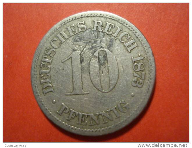 9184  DEUTSCHLAND GERMANY ALEMANIA    10  PFENNING      AÑO / YEAR  1873 A  BC+/F+ - 10 Pfennig