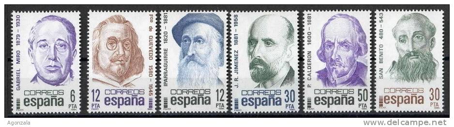 SERIE TIMBRES ESPAGNE NOUVEAUX 1981 CENTENAIRES - 6 - MIRO QUEVEDO JRJ CALDERON IPARRAGUIRRE SAN BENITO - Otros & Sin Clasificación