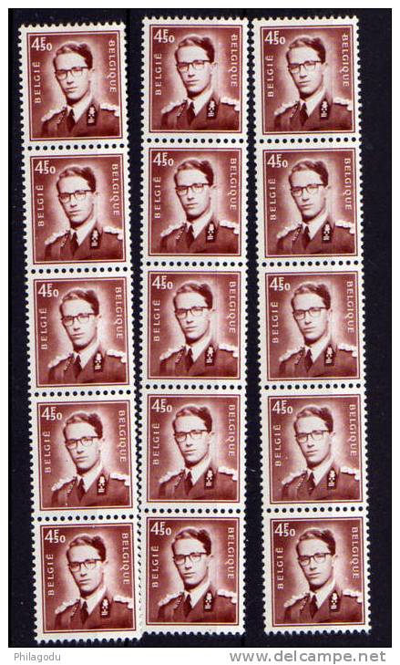 Roi Baudouin 4F50 Lunettes  1972, Timbres En Rouleau Neuf ++ 3 Bandes N° 42 - Coil Stamps