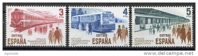 SERIE TIMBRES ESPAGNE NOUVEAUX 1980 UTILISEZ DES TRANSPORTS COLLECTIFS - TRAIN - AUTOBUS - MÈTRE - Other (Earth)