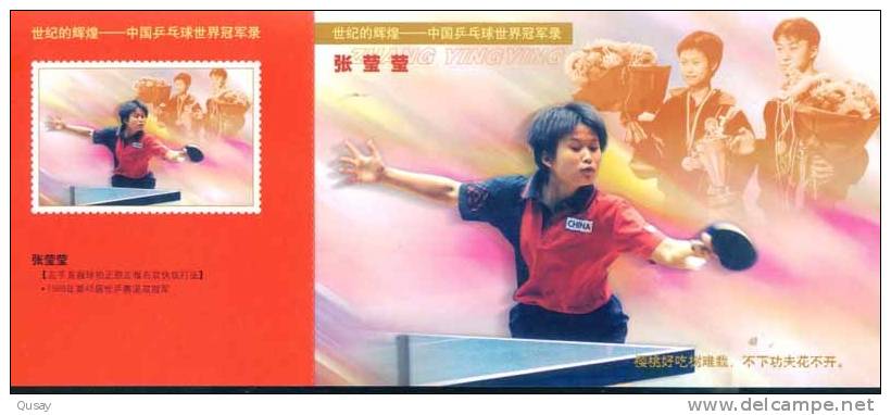 Chinese Table Tennis Tennis Tavolo  World Champion -- Zhang Yingying ,   Pre-stamped Card  , Postal Stationery - Postcards