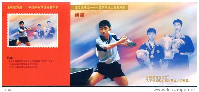 Chinese Table Tennis Tennis Tavolo  World Champion -- Yan Sen ,   Pre-stamped Card  , Postal Stationery - Cartes Postales