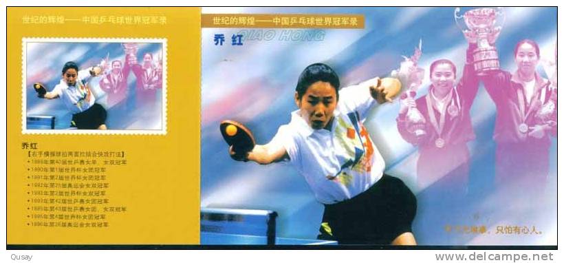 Chinese Table Tennis Tennis Tavolo  World Champion -- Qiao Hong,   Pre-stamped Card  , Postal Stationery - Postales