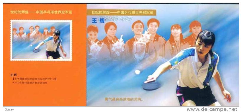 Chinese Table Tennis Tennis Tavolo  ) World Champion -- Wang  Hui ,   Pre-stamped Card  , Postal Stationery - Postkaarten