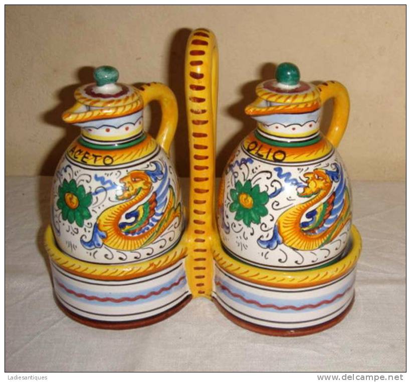 Deruta Raffaellesco Cruet Set  - Olie En Azijn Set - Set Huile Et Vinaigre - DI 1299 - Deruta (ITA)