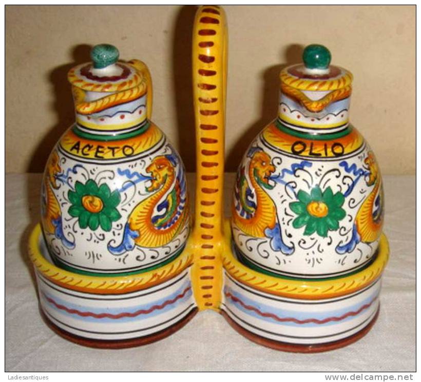 Deruta Raffaellesco Cruet Set  - Olie En Azijn Set - Set Huile Et Vinaigre - DI 1299 - Deruta (ITA)