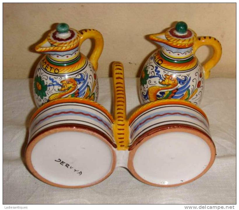 Deruta Raffaellesco Cruet Set  - Olie En Azijn Set - Set Huile Et Vinaigre - DI 1299 - Deruta (ITA)