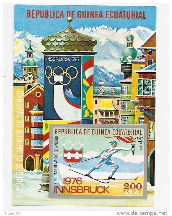 Bloc Corée De Guinée équatoriale: Jeux Olympiques D'innsbrück, Ski De Fond, Porteur De La Flamme - Hiver 1976: Innsbruck