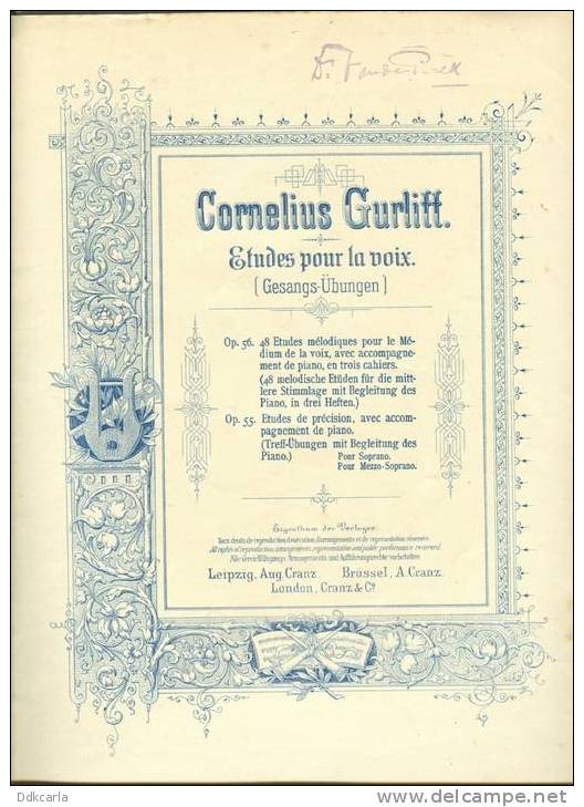 Oud Muziekboek - C. Gurlitt - 48 Etudes Mélodiques Pour Le Médium De La Voix - Edition Cranz N° 16 - Folk Music