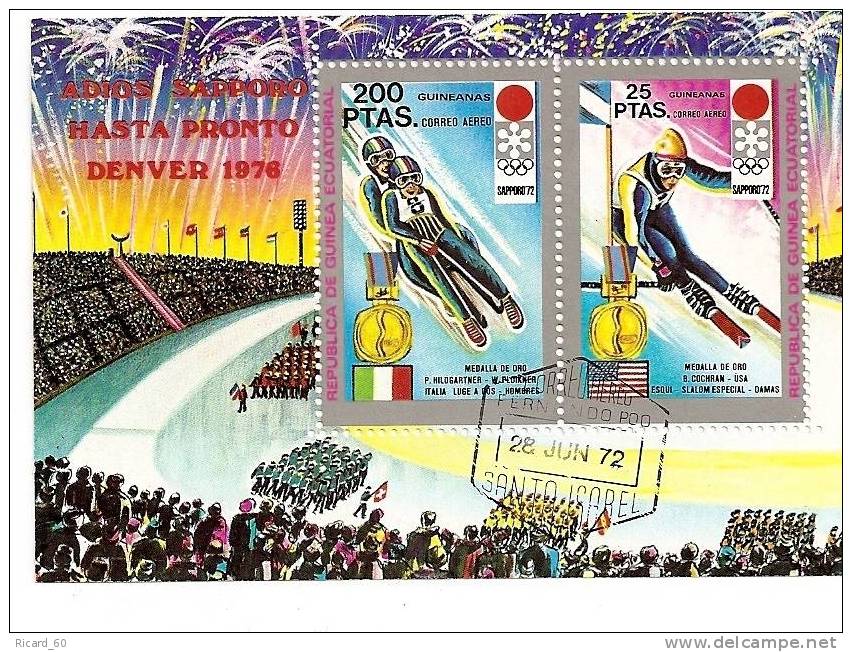 Bloc Corée De Guinée équatoriale: Jeux Olympiques De Sapporo,  Ski Slalom, Luge - Winter 1972: Sapporo