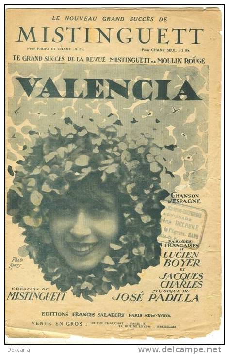 Oud Muziekbblaadje - 1925 Le Nouveau Grand Succés De MISTINGUETT Du MOULIN ROUGE - Paris - Valencia - Sonstige & Ohne Zuordnung