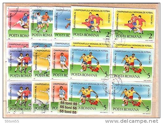 ROMANIA 1990  Football World Cup – Italia 8v-used    X 4 - Used Stamps